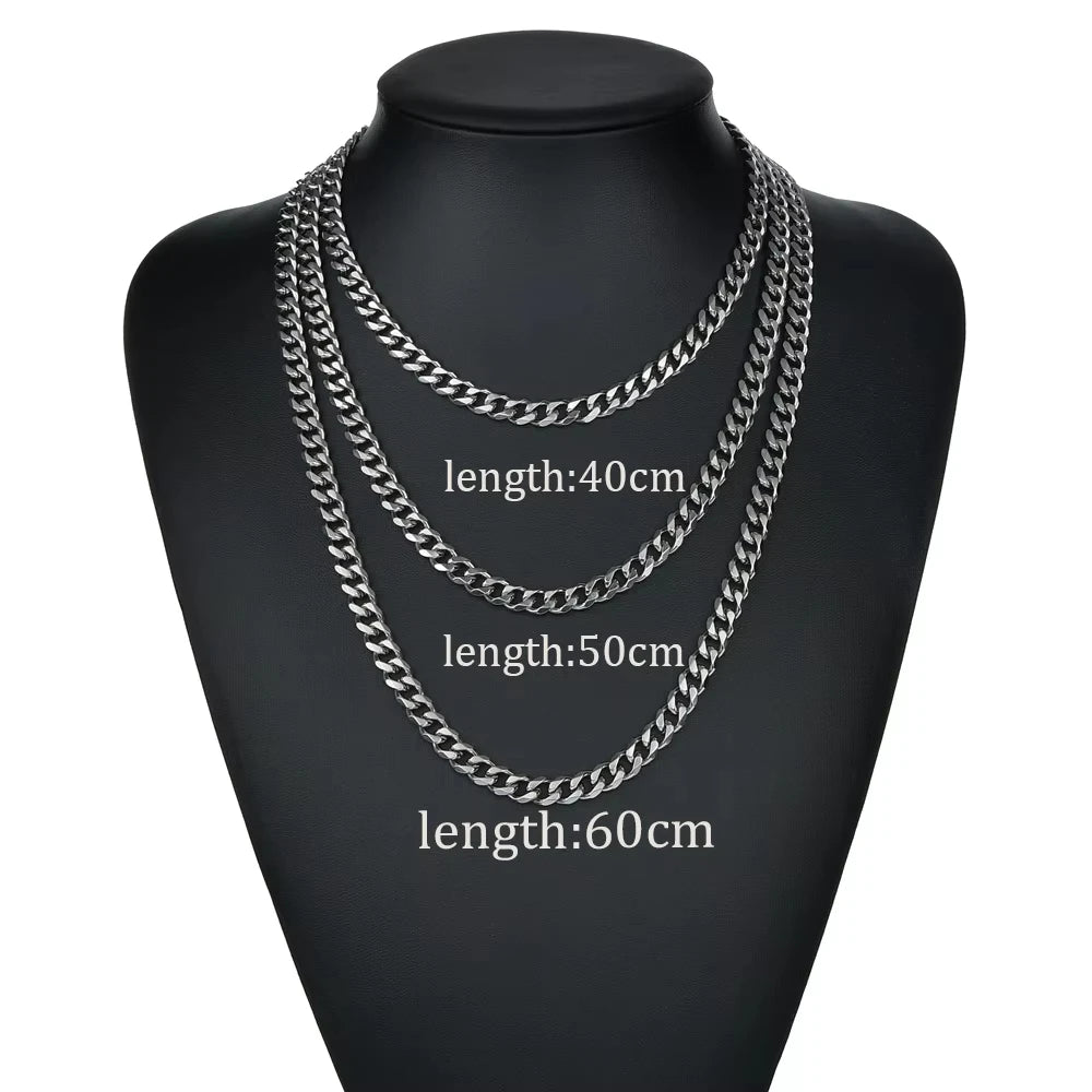 8mm Stainless Steel Cuban Link Chain Classic Punk Personality Jewelry Simple Fashion Hip-hop Couple Necklace for Men Women