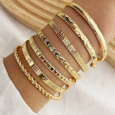 Radiant Heart Bangle Collection (7-Piece Set)