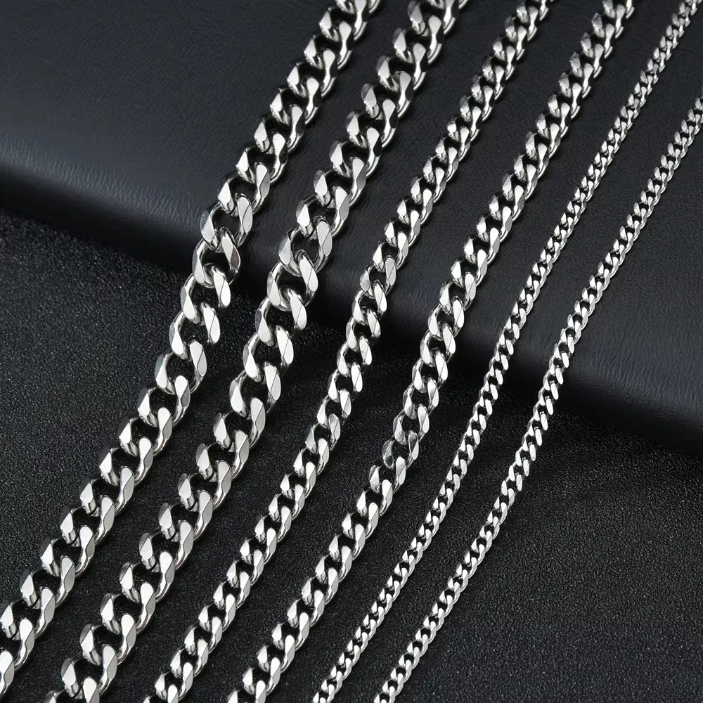 8mm Stainless Steel Cuban Link Chain Classic Punk Personality Jewelry Simple Fashion Hip-hop Couple Necklace for Men Women