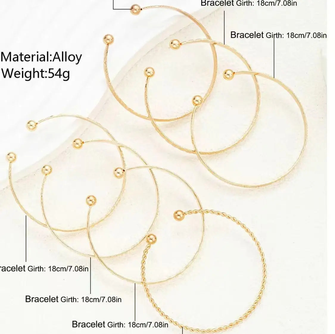 7-Piece Geometric & Rope Pattern Bracelet Set, Elegant  Zinc Alloy Open Bangles for All Seasons, • Perfect Gift for Daily Wear