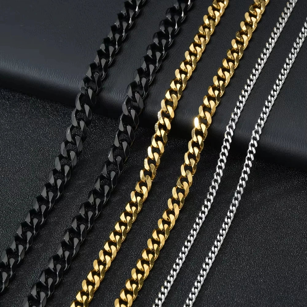 8mm Stainless Steel Cuban Link Chain Classic Punk Personality Jewelry Simple Fashion Hip-hop Couple Necklace for Men Women