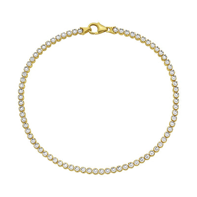 14K Two Tone Gold Diamon Oro Tennis Bracelet (2.40 mm)