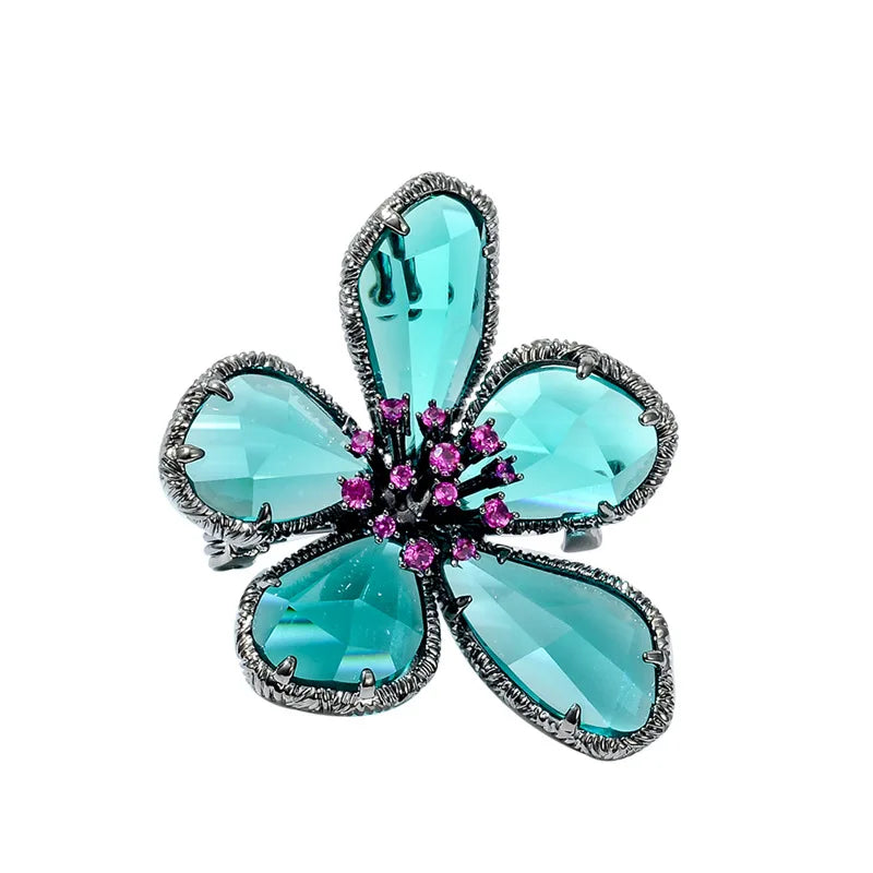Ajojewel 5 Colors Crystal Flower Brooch Woman Jewelry Vintage Style Brooches Decoration For Suit Sweater Shirt Broche Femme