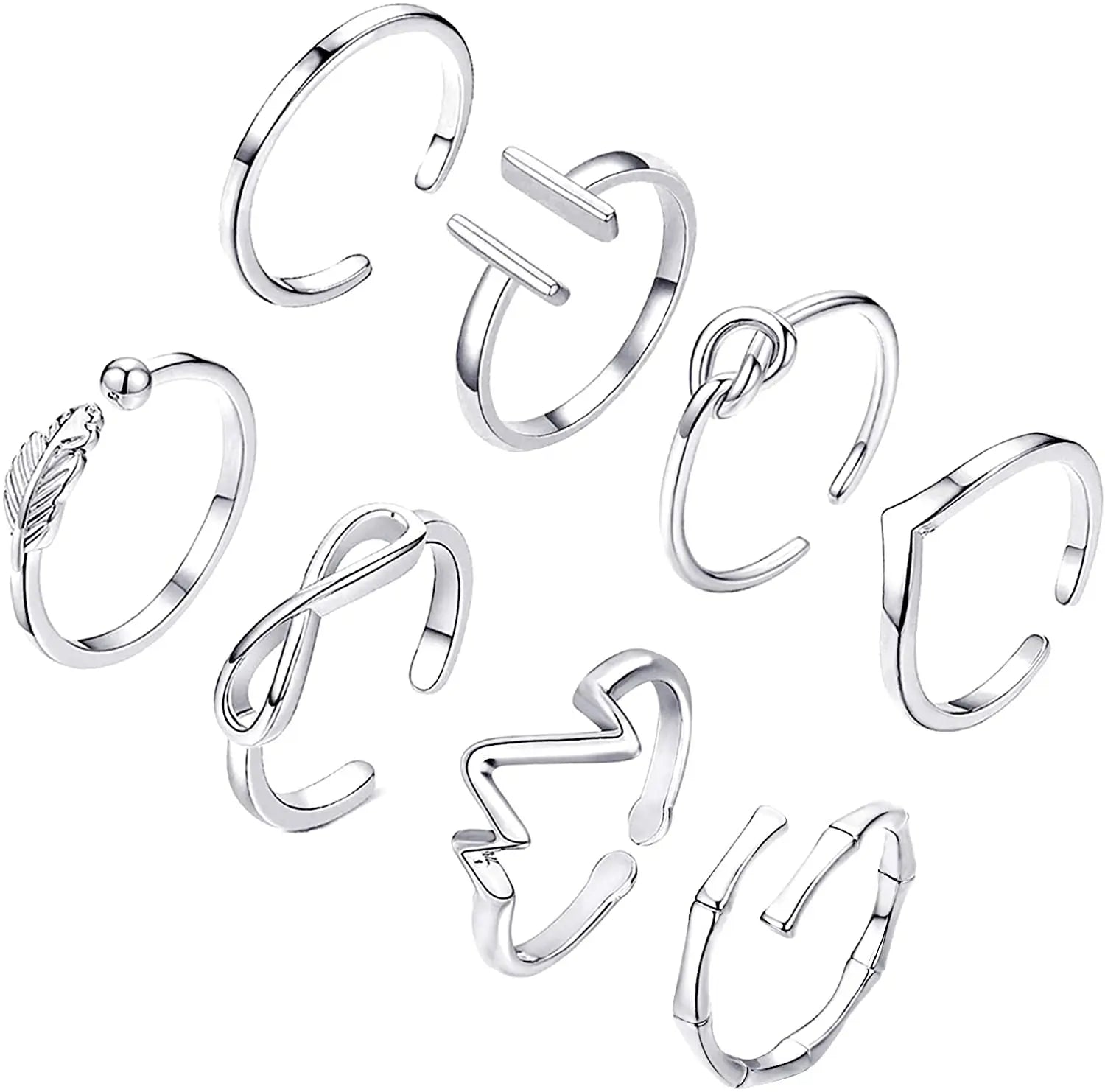 6Pcs Toe Rings for Women Adjustable Stainless Steel Gifts Summer Beach Foot Jewelry Hawaiian Foot Jewelry Foot Ring