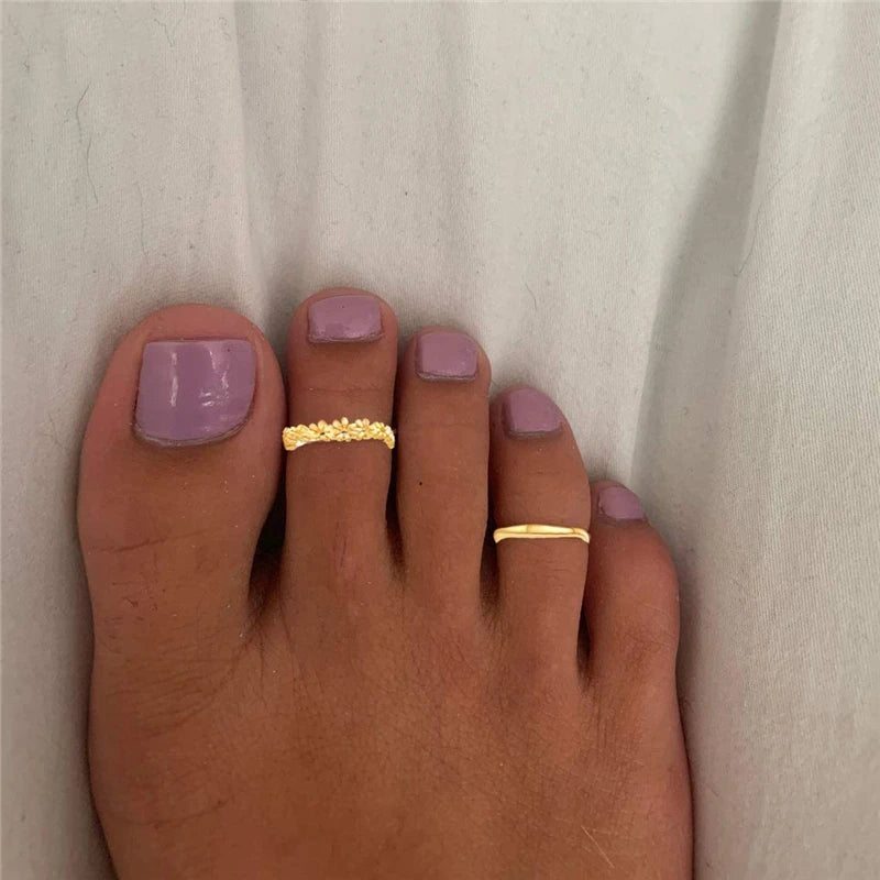 6Pcs Toe Rings for Women Adjustable Stainless Steel Gifts Summer Beach Foot Jewelry Hawaiian Foot Jewelry Foot Ring