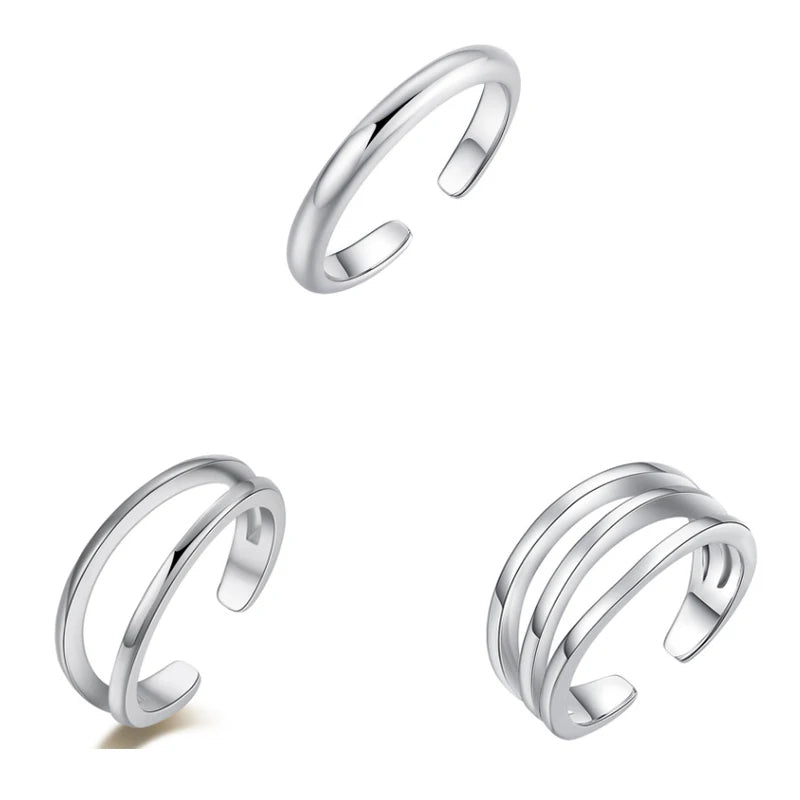 3PCS Toe Rings for Women Stainless Steel Adjustable Summer Beach Sexy Foot Ring With Diamonds Stackable Men's And Women's Ring