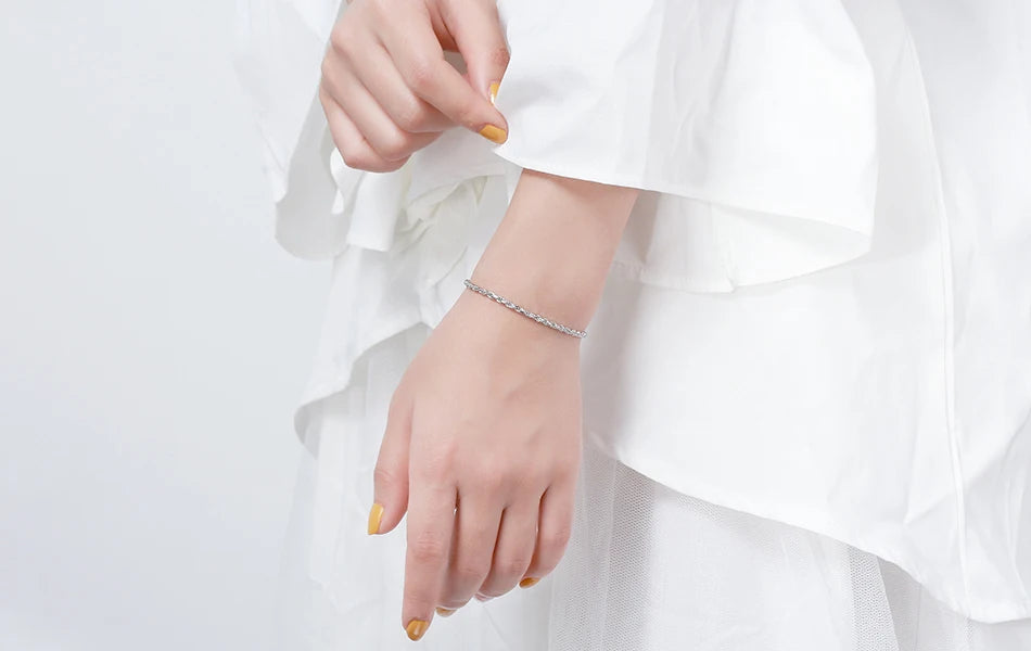 Rinntin Luxury 925 Sterling Silver Diamond-Cut Rope Chain Necklace For Men Women Fashion Italian Silver Neck Chain Jewelry SC29