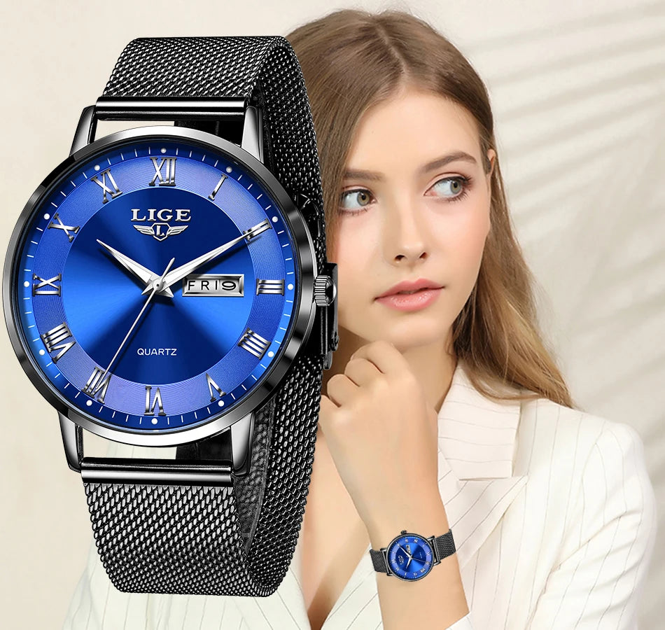 LIGE Luxury Ladies Watch Women Waterproof Rose Gold Steel Strap Women Wristwatch Top Brand Bracelet Clocks Relogio Feminino