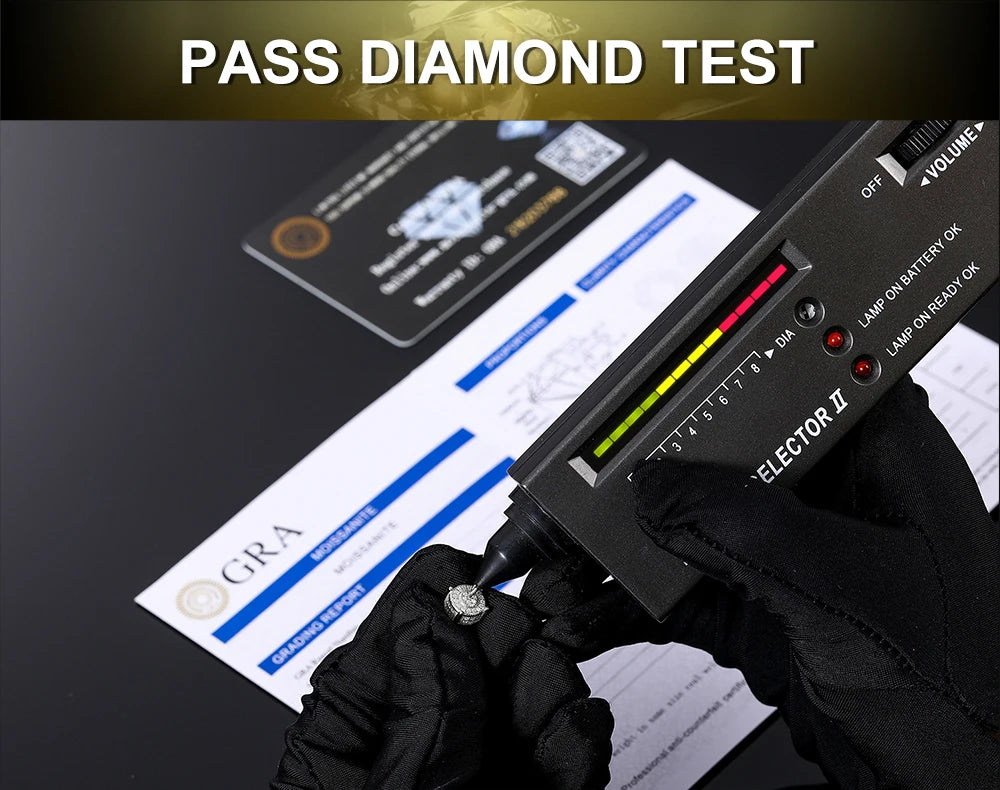 Luxury 925 Sterling Silver Moissanite Round Ice Diamond Ring for Women Men Wedding Party Band Jewelry Gifts 18K Gold Plated