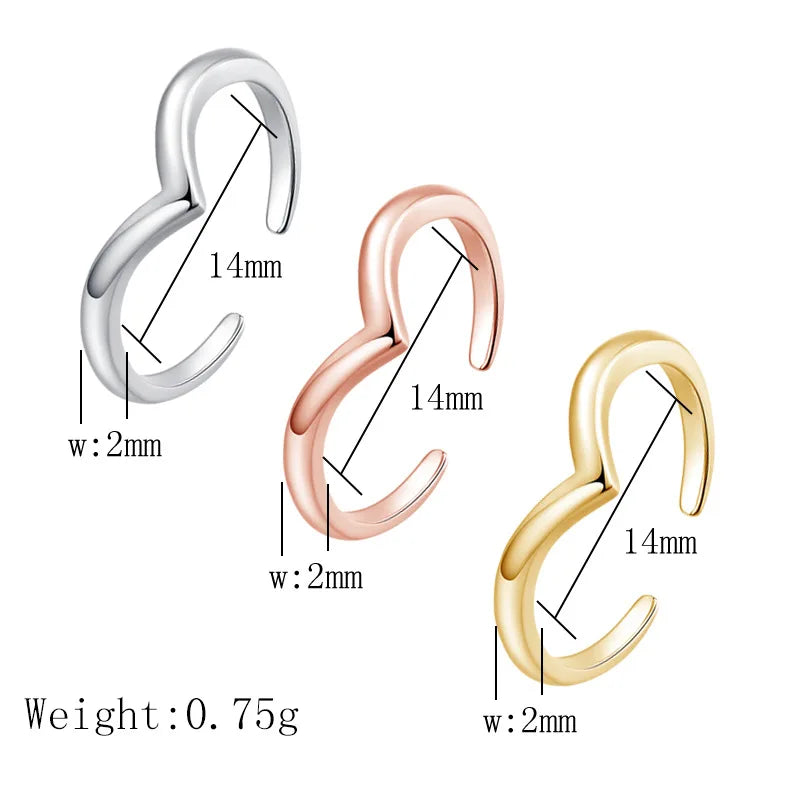 3PCS Toe Rings for Women Stainless Steel Adjustable Summer Beach Sexy Foot Ring With Diamonds Stackable Men's And Women's Ring