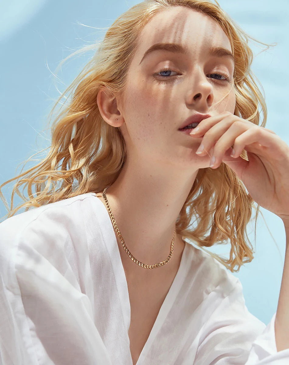 Rinntin 18K Gold Over 925 Sterling Silver 3mm/5mm Italian Diamond Cut Cuban Link Curb Chain Necklace for Women Men Jewelry SC60