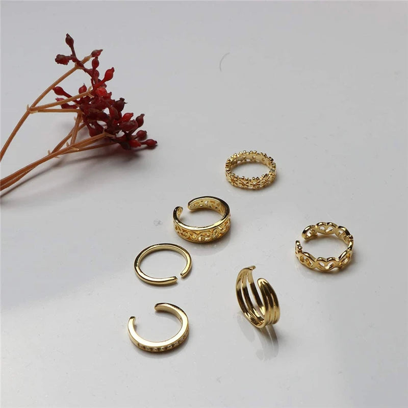 6Pcs Toe Rings for Women Adjustable Stainless Steel Gifts Summer Beach Foot Jewelry Hawaiian Foot Jewelry Foot Ring