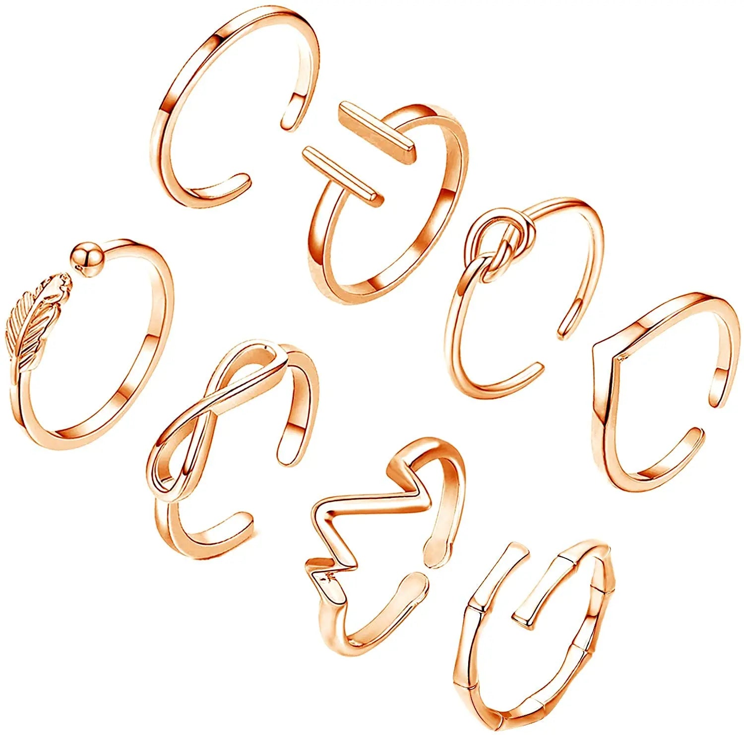 3PCS Toe Rings for Women Stainless Steel Adjustable Summer Beach Sexy Foot Ring With Diamonds Stackable Men's And Women's Ring