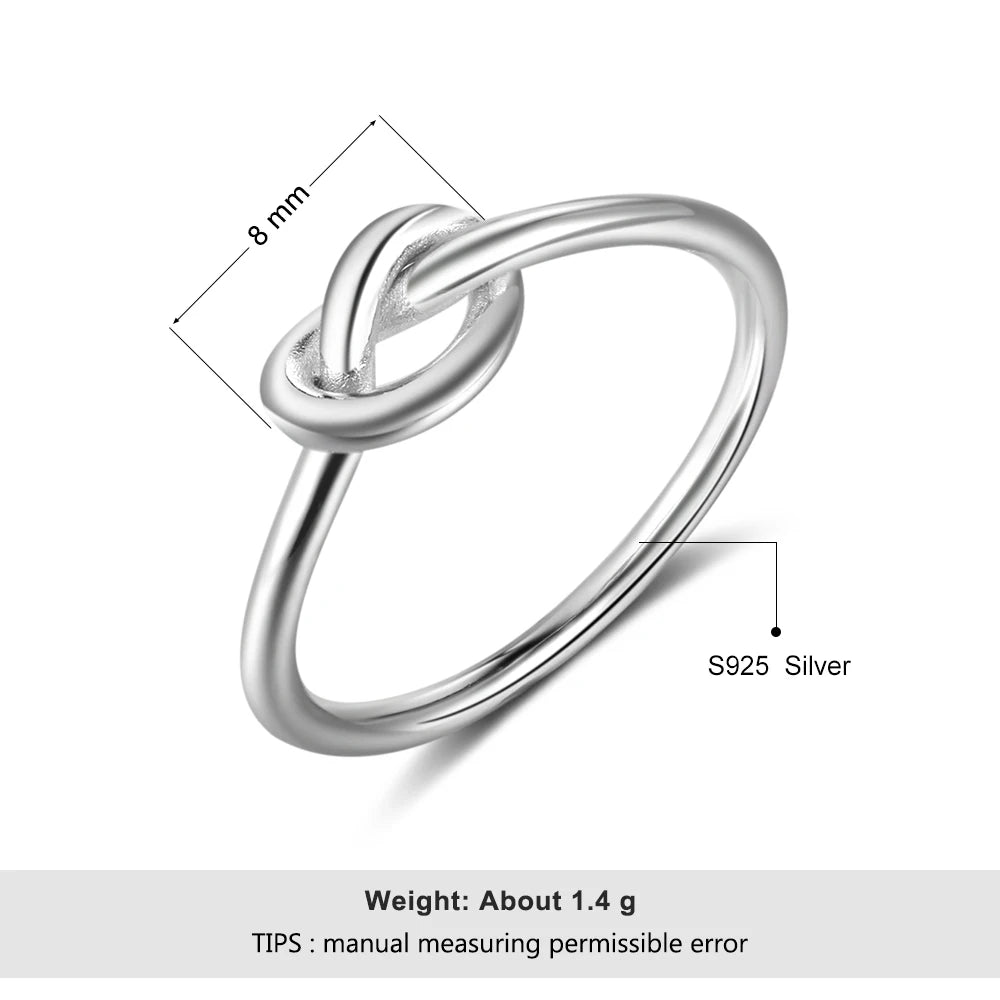 JewelOra Genuine 925 Sterling Silver Knot Rings for Women Girls Female Finger Jewelry Birthday Gift for Best Friend