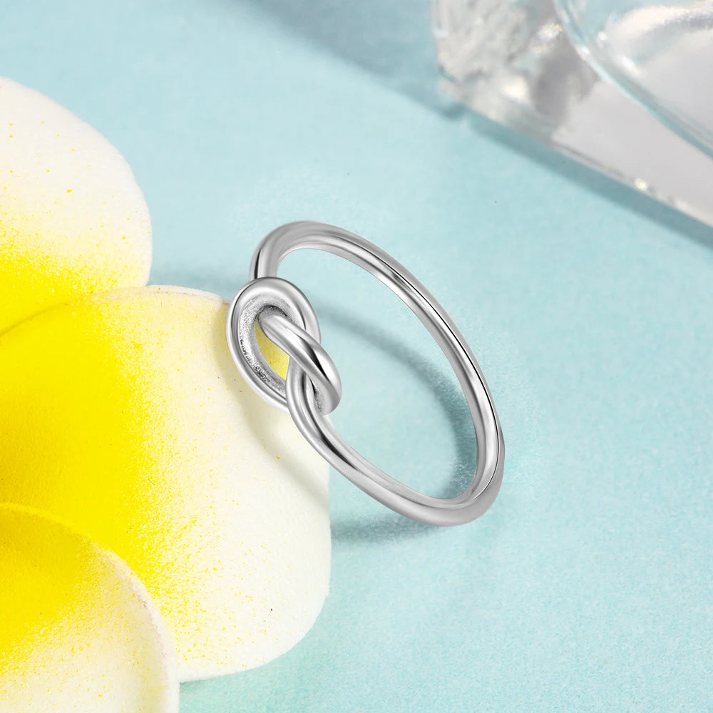 JewelOra Genuine 925 Sterling Silver Knot Rings for Women Girls Female Finger Jewelry Birthday Gift for Best Friend