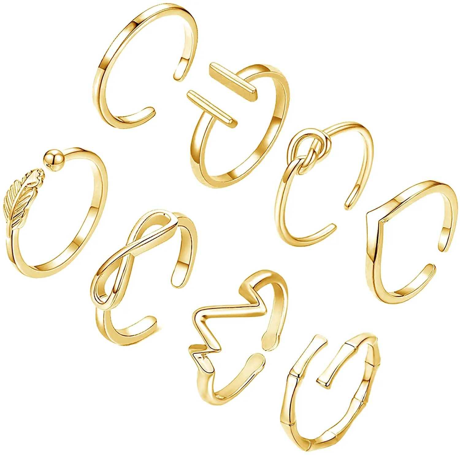 6Pcs Toe Rings for Women Adjustable Stainless Steel Gifts Summer Beach Foot Jewelry Hawaiian Foot Jewelry Foot Ring