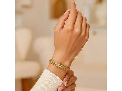 14k Yellow Gold High Polish Thick Braided Bracelet  (8.80 mm)