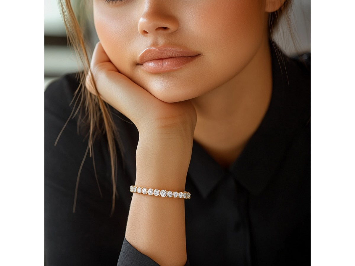 Lab Grown Round Diamond Tennis Bracelet in 14k Yellow Gold (8 cctw F/G  VS2/SI1)