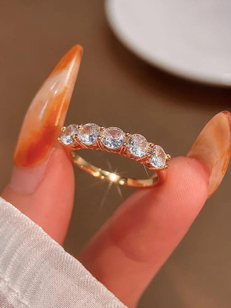 925 Sterling Silver Classic Shiny Simplicity Five Star Zircon Ring For Women Engagement Wedding Luxury High Quality Fine Jewelry