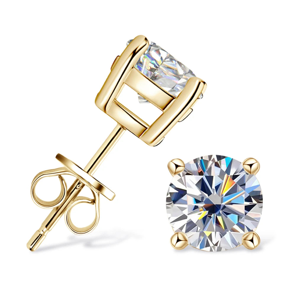 Sweetrain 925 Silver GRA Certified 0.1-2CT Moissanite Stud Earrings D/VVS1 Lab Diamond Four-jaw Earring Women Wedding Jewelry