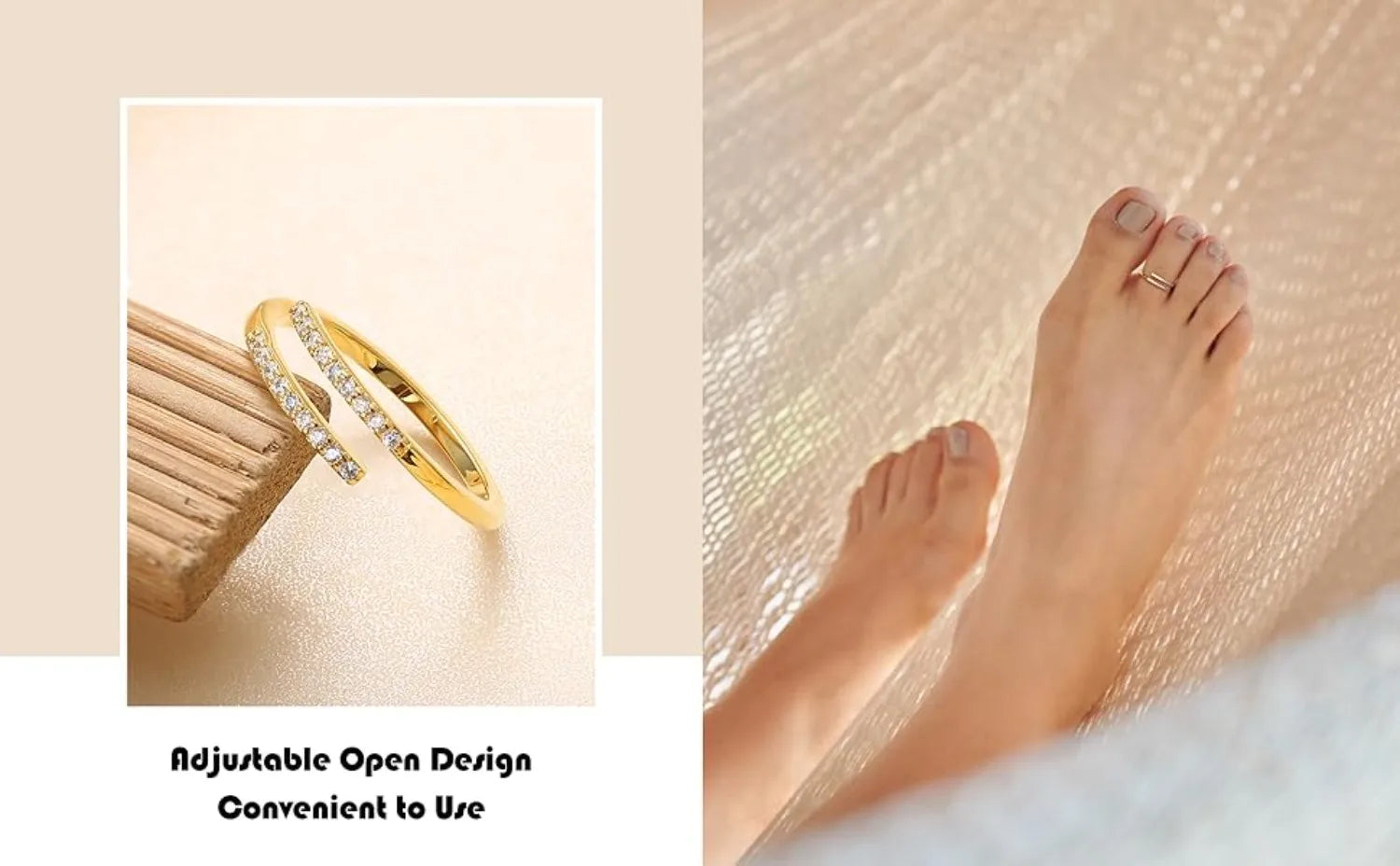 14K Gold-plated Toe Rings for Women Adjustable Toe Ring Band Ring Cubic Zirconia Daisy Flower Toe Rings Summer Beach Foot Jewel