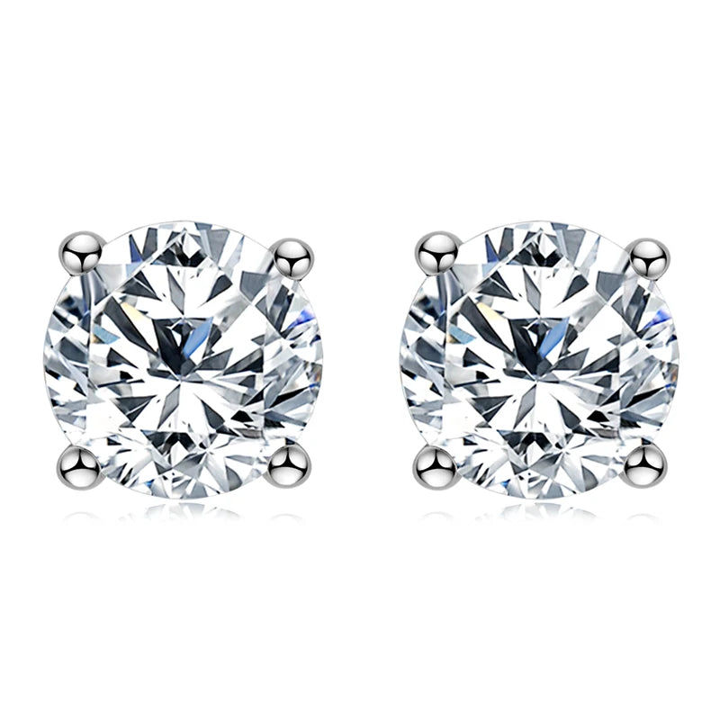 OXTAO With Certified D VVS1 Moissanite Stud Earrings Female Jewelry Sterling Silver S925 Piercing Earrings Wedding Jewelry Gift