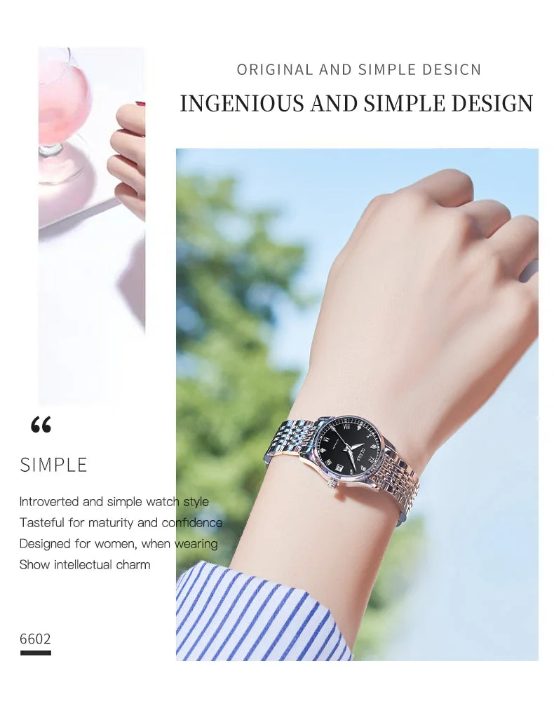 100% Original OLEVS Automatic Mechanical Couple Wrist Watches for Men and Women Waterproof Watches His or Hers Lover's Watch Set