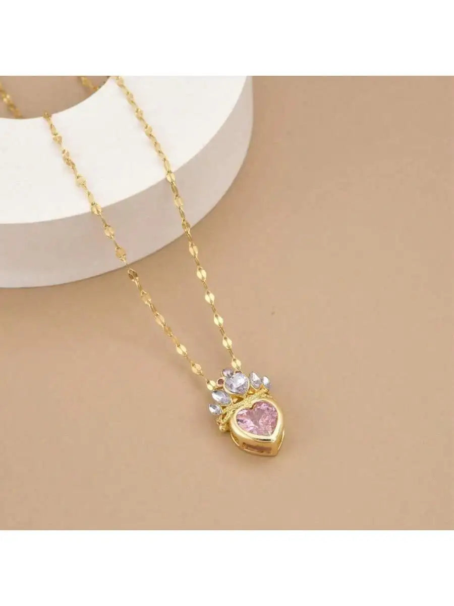 Princess Crown Pendant Necklace Women Wedding Party Jewelry School Blair Crown Rapunzel Gold Plated Necklace Gift for Her