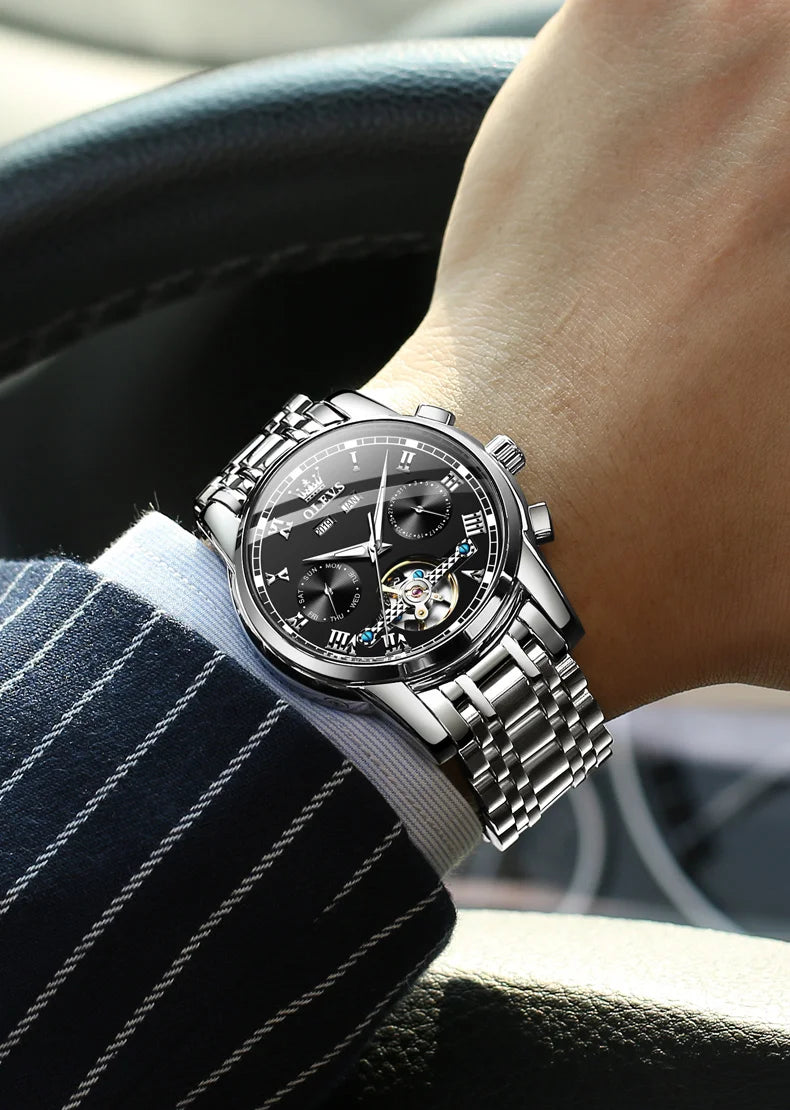 100% Original OLEVS Automatic Mechanical Couple Wrist Watches for Men and Women Waterproof Watches His or Hers Lover's Watch Set