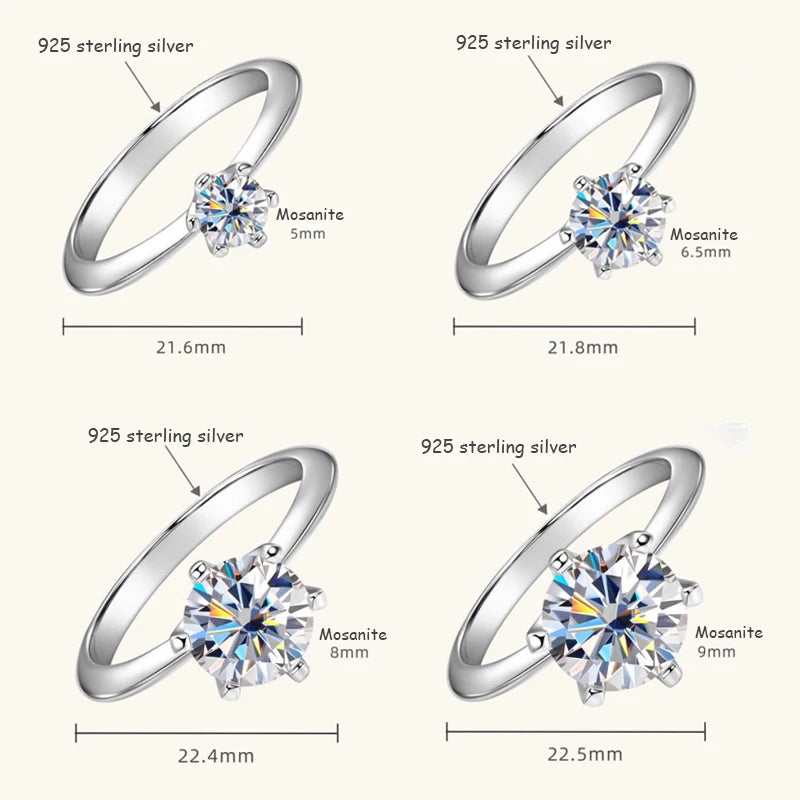 OXTAO 0.5/1/2/3 Carat  Moissanite Solitaire Rings Certified for Women 925 Silver Sparkling Lab Diamond Engagement Rings Jewelry
