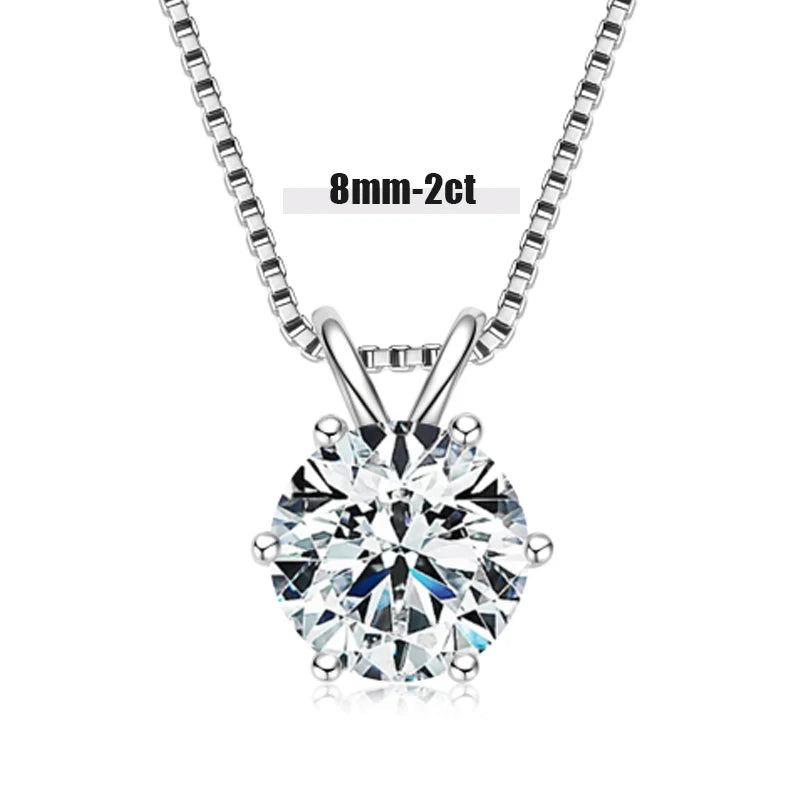 OXTAO Classic Six Claw D Color Moissanite Solitaire Pendant Necklace Female Jewelry Real 925 Silver 3CT 2CT Fine Jewellry Gift