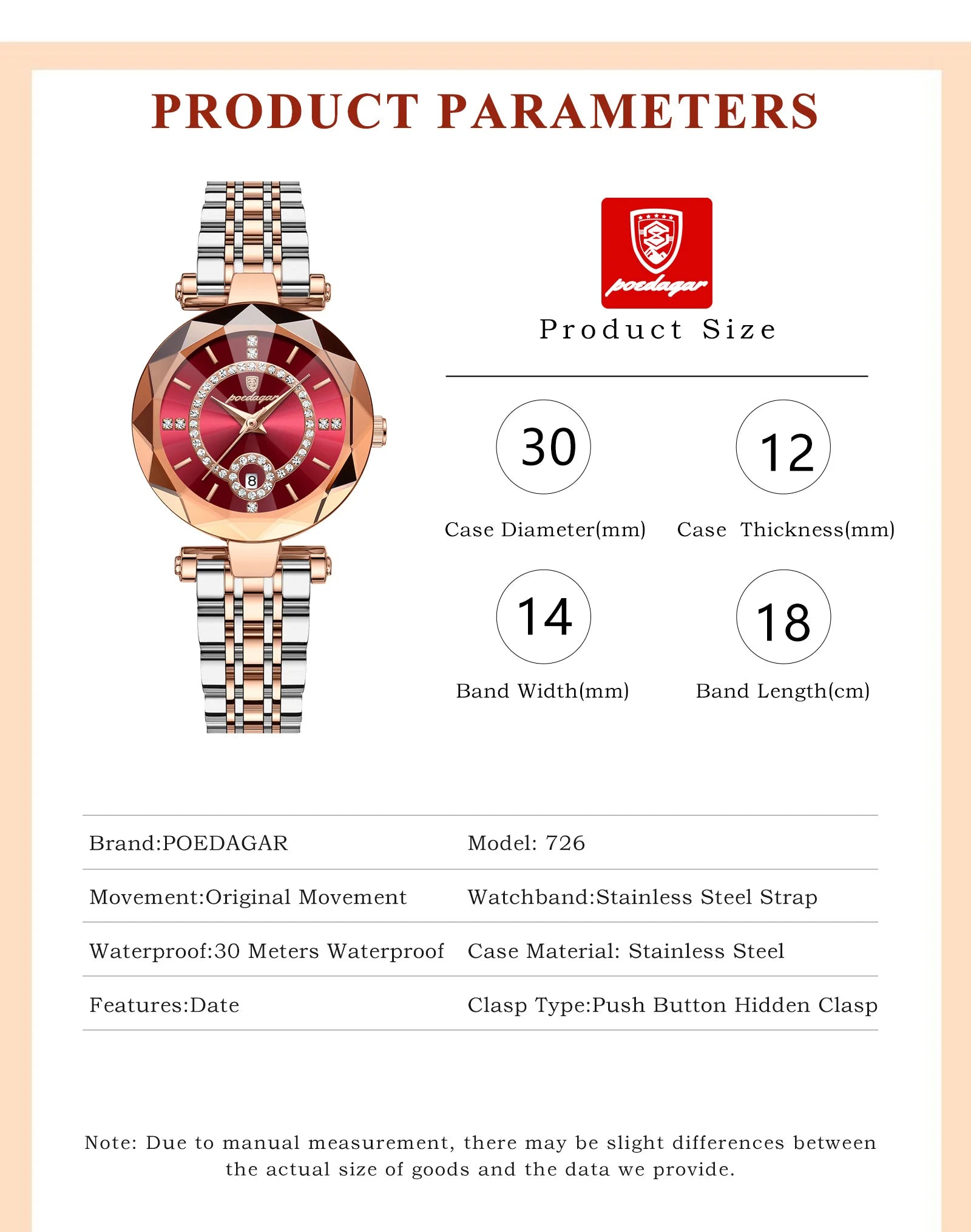 POEDAGAR Luxury Watch For Woman High Quality Diamond Ladies Quartz Watch Waterproof Date Stainless Steel Women Watches reloj+box