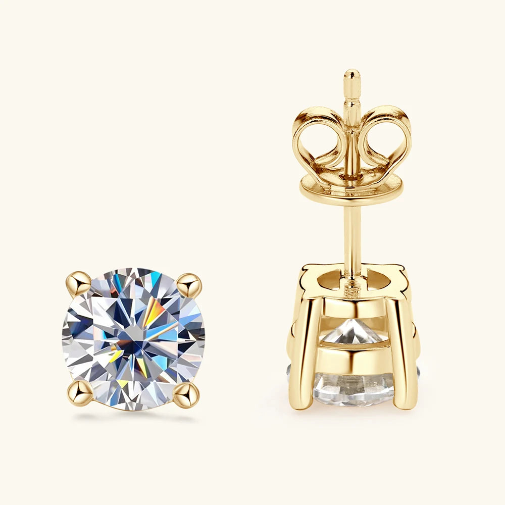 Sweetrain 925 Silver GRA Certified 0.1-2CT Moissanite Stud Earrings D/VVS1 Lab Diamond Four-jaw Earring Women Wedding Jewelry