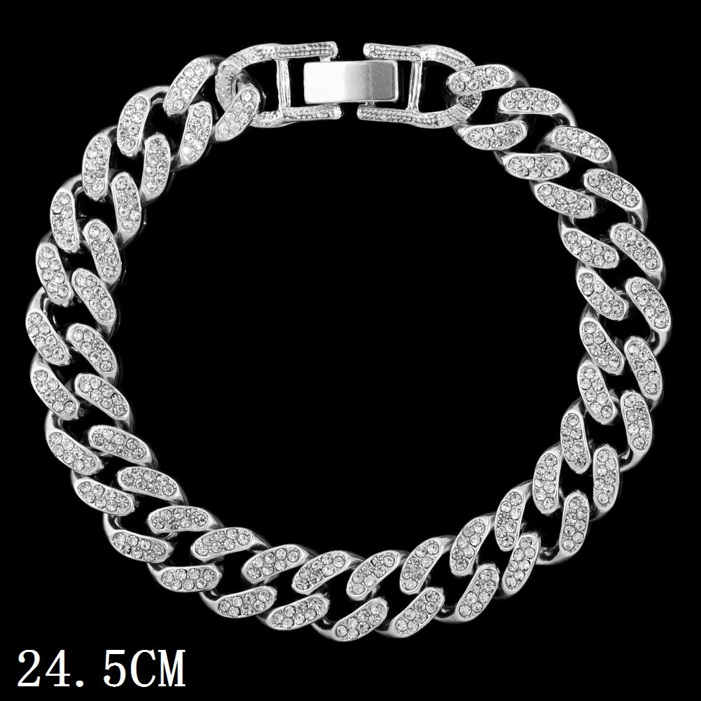 Hip Hop Iced Out Prong Cuban Link Chain Anklet For Women Gold Silver Color Prong Rhombus Cuban Anklets Bracelet Fashion Jewelry