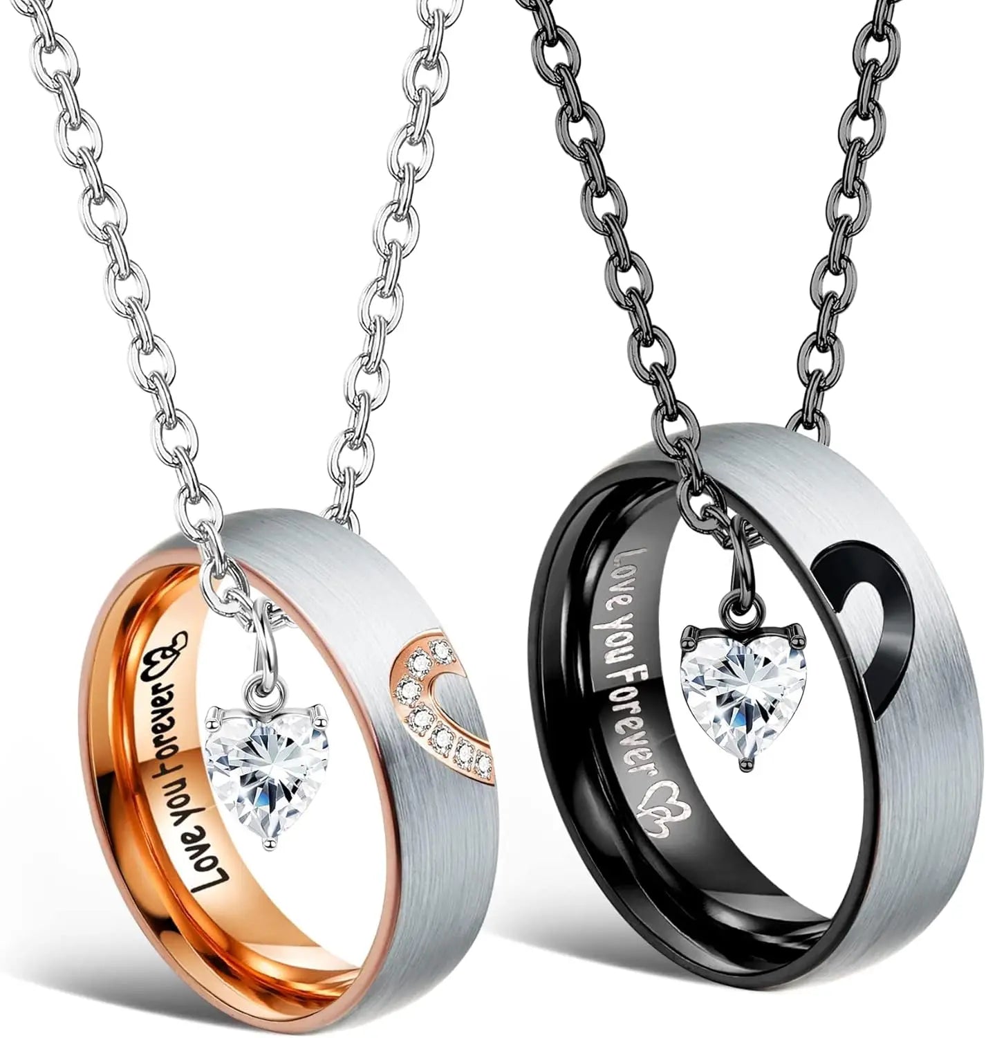 Matching Necklaces For Couples Pendant Necklace Promise Rings Stainless Steel Necklace Anniversary Valentine's Day Jewelry Gift