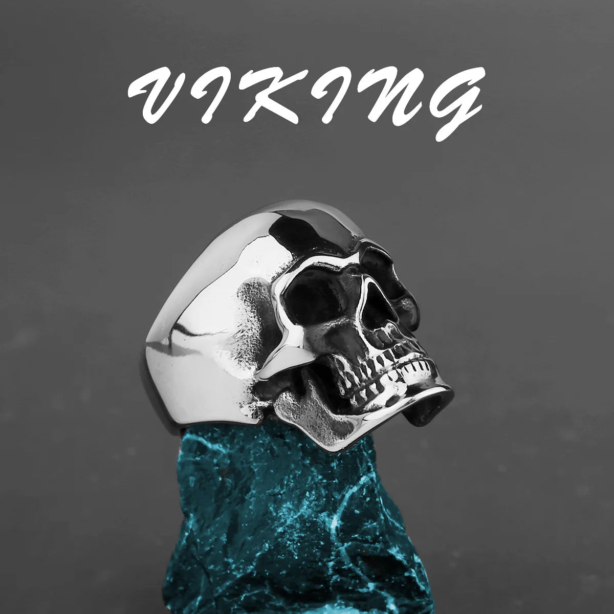 HNSP 316L Stainless Steel Skull Ring For Men Finger Jewelry Punk Goth Accessories 8-14 Big Size