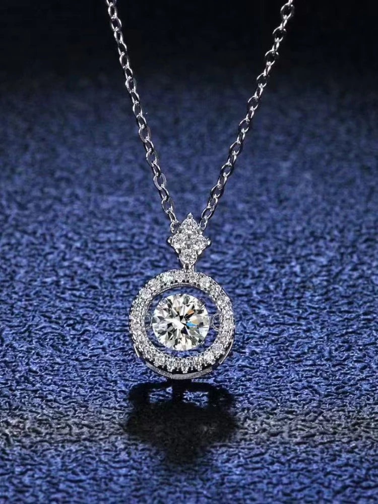 1ct Moissanite Necklace 925 Sterling Silver Women's Pendant Clavicle Chain Jewelry Decor Mother's Day Valentine's Day Proposal E