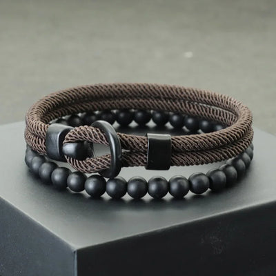 Onyx & Artisan Rope Nautical Bracelet Set