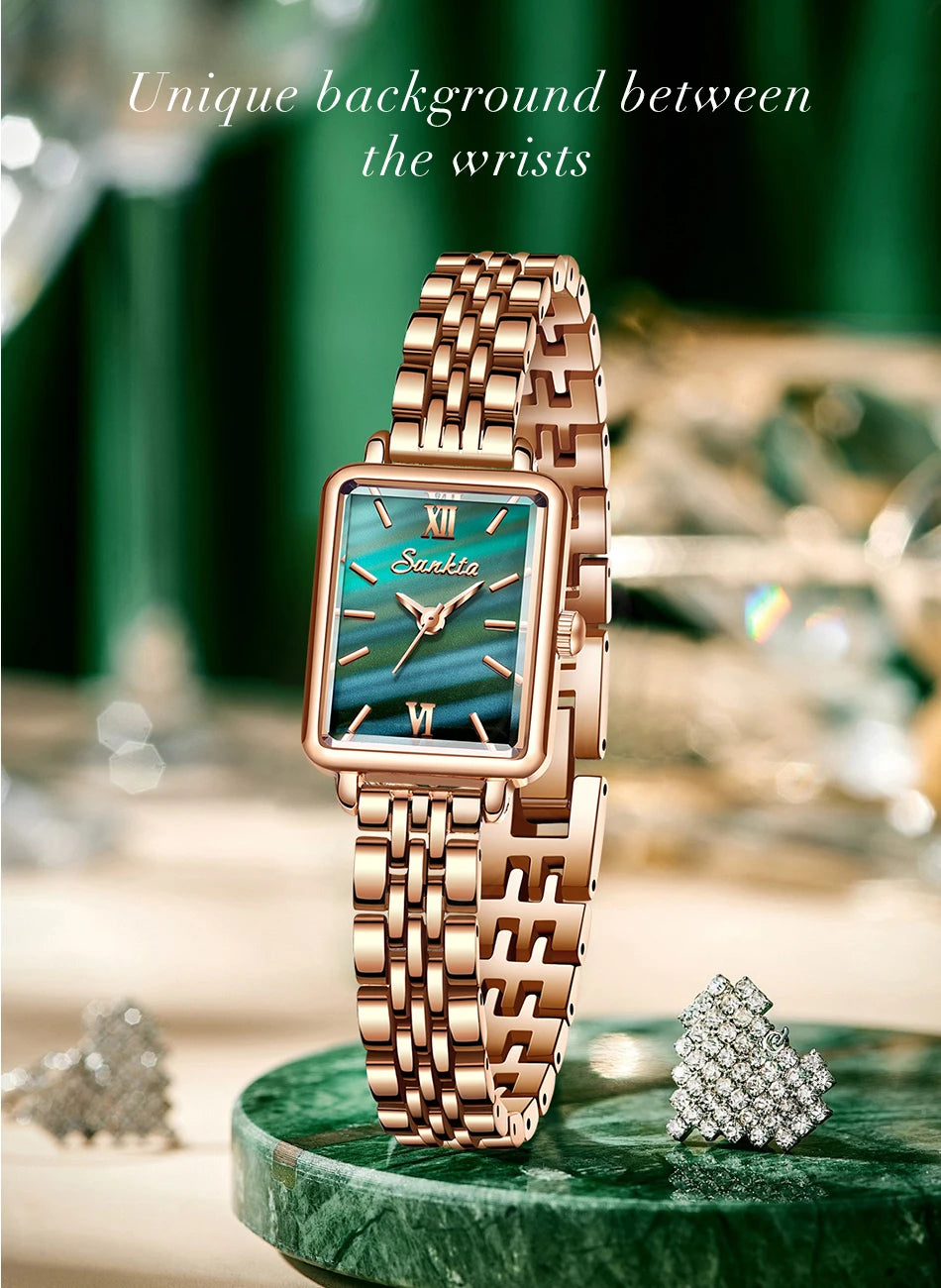 SUNKTA Fashion Ladies Watch Elegant Dress Womens Wristwatches Ceramic Bracelet Watches for Women Waterproof Clock Reloj Mujer