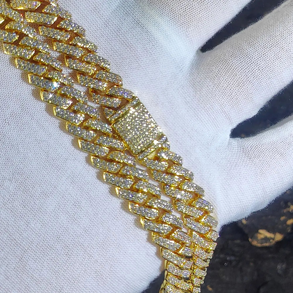 10mm CZ Stone cuban link chain Silver Gold Plated Iced Out Miami Cuban Chain Necklace for Men Women