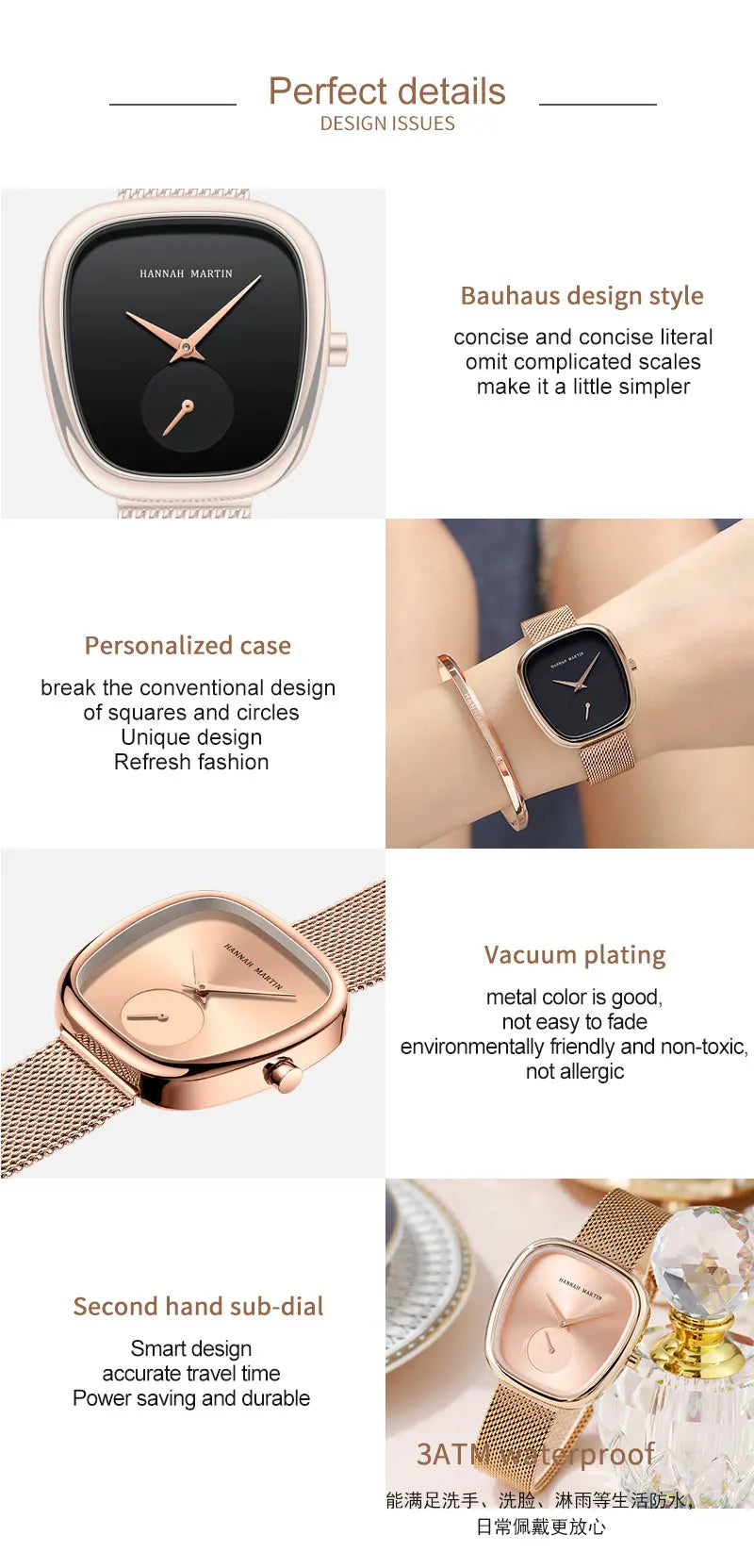 2025 New Women's Quartz Wristwatch 34mm Wine Barrel Rose Gold Black Stopwatch Fashionable Minimalist Style Oval Women's Watches