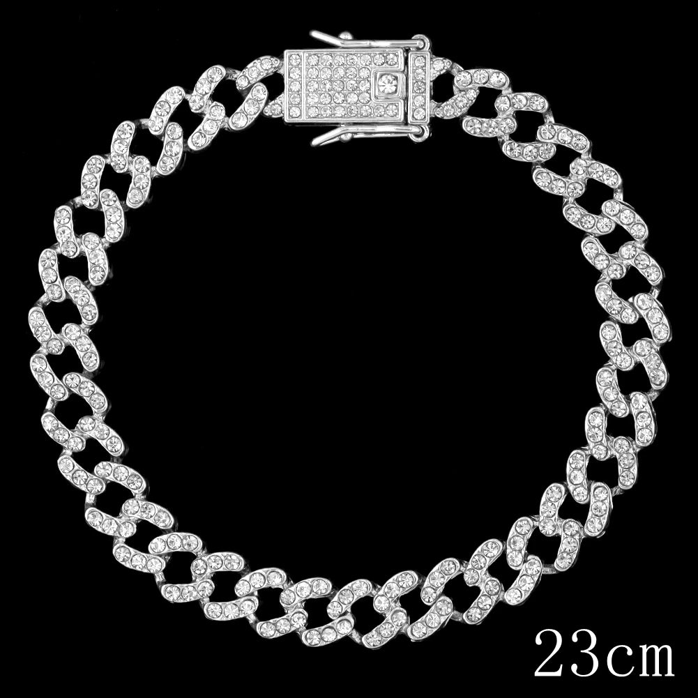 Hip Hop Iced Out Prong Cuban Link Chain Anklet For Women Gold Silver Color Prong Rhombus Cuban Anklets Bracelet Fashion Jewelry