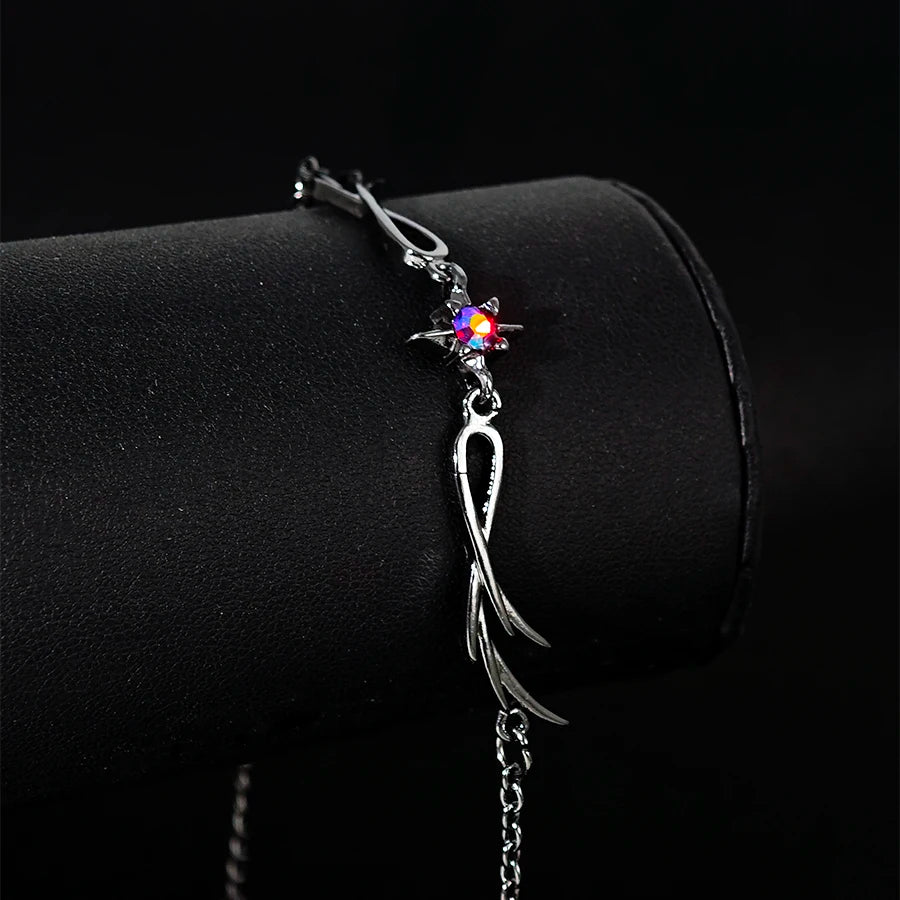 A punk style twilight black feather diamond alloy bracelet for women, an exquisite gift for women