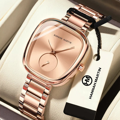 Wine Barrel Rose Gold Minimalist Oval Quartz Watch