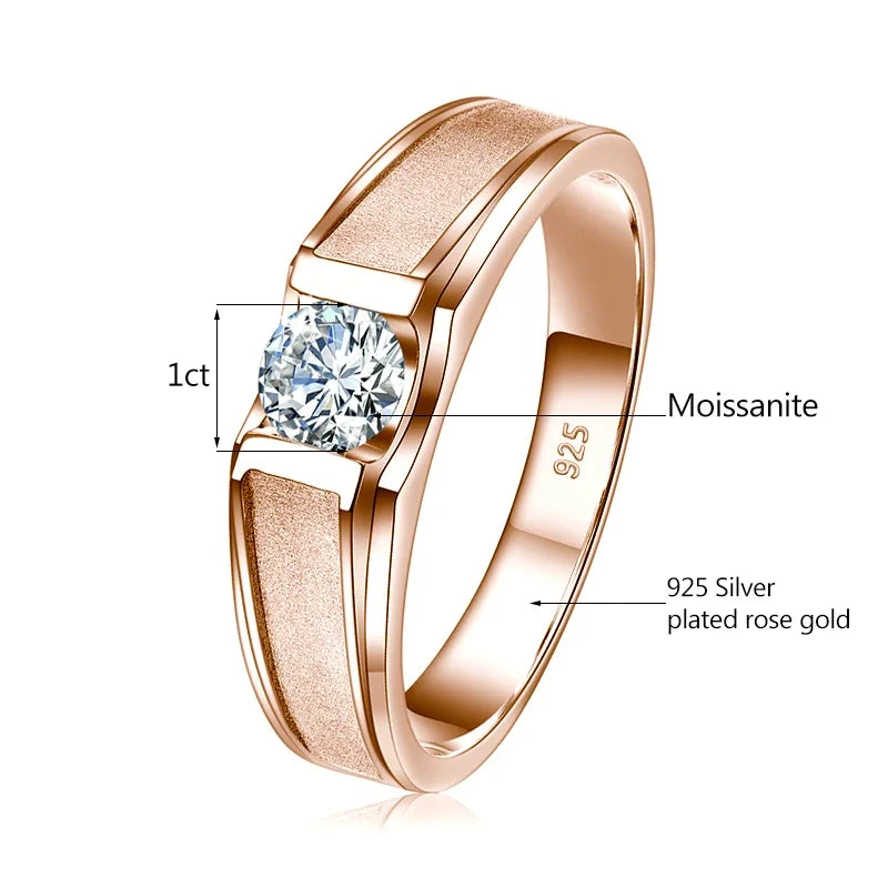 2 Carat Moissanite Rings For Men 925 Sterling Silver White Gold Plated Engagement Wedding Mens Jewellery 2025 Trend Gift Male