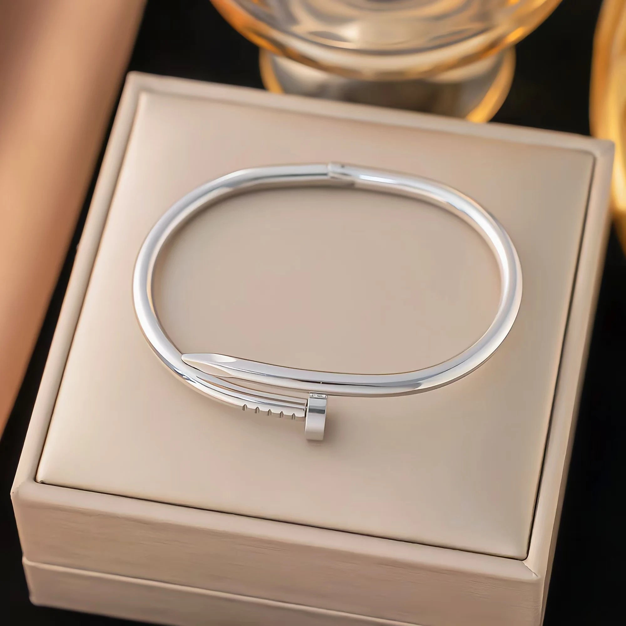 Hip hop style personality fashion interesting design curved nail stainless steel bracelet men's women's jewelry