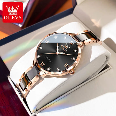 OLEVS Luxury Ceramic Strip Waterproof Watch