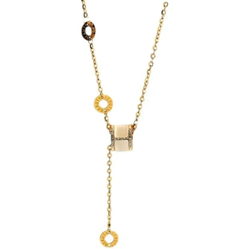 Small Waist Fringed Necklace Women's Simple Light Luxury Temperament Opal Pendant Collarbone Chain Internet Celebrity Neck Chain