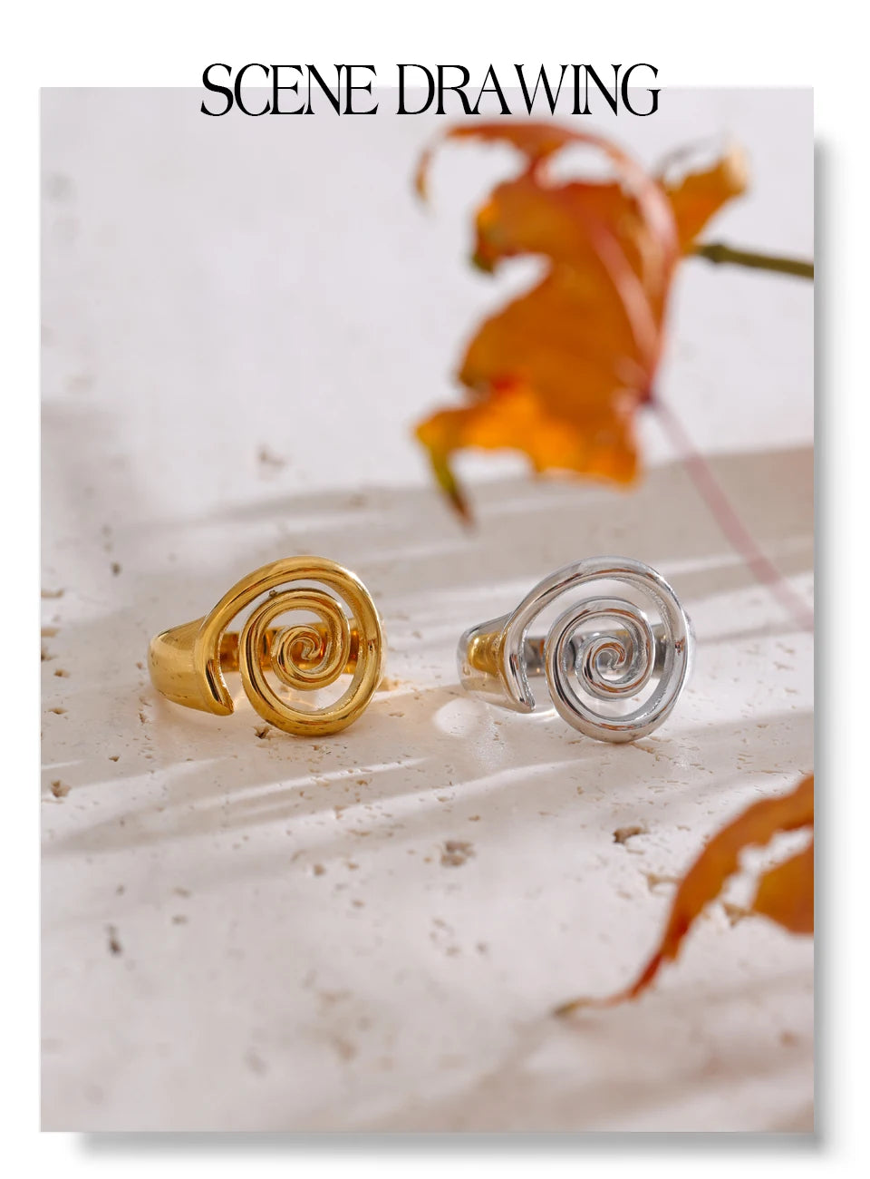 Yhpup Size 6789 Trendy Conch Ocean Series Ring Casting Fashion Charm Finger Jewelry Accessories Real Gold PVD Plated for Women