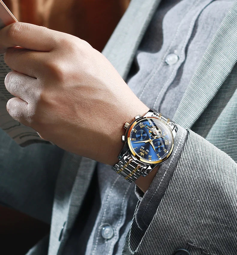 100% Original OLEVS Automatic Mechanical Couple Wrist Watches for Men and Women Waterproof Watches His or Hers Lover's Watch Set